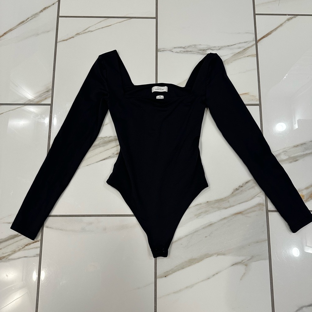 Babaton Black Long Sleeve One-Piece Bodysuit